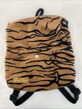 Fur-totes Tiger-Stripe Faux Fur Backpack in Tan & Black